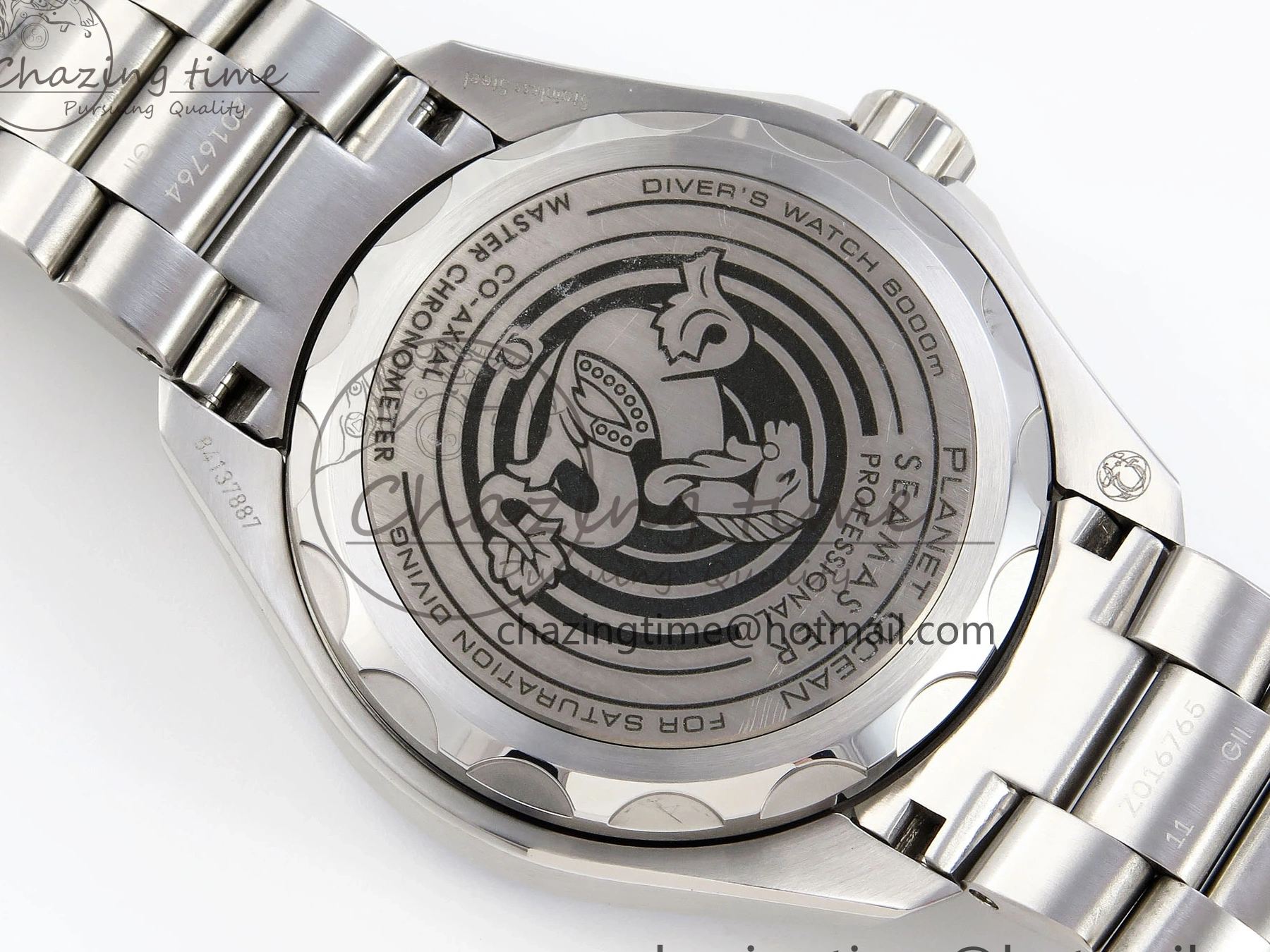 1229 EasyCare SEAMASTER PLANET OCEAN 6000M ULTRA DEEP 45.5MM SS TF 1:1 BEST EDITION BLUE DIAL BLACK BEZEL ON SS BRACELET A 7760